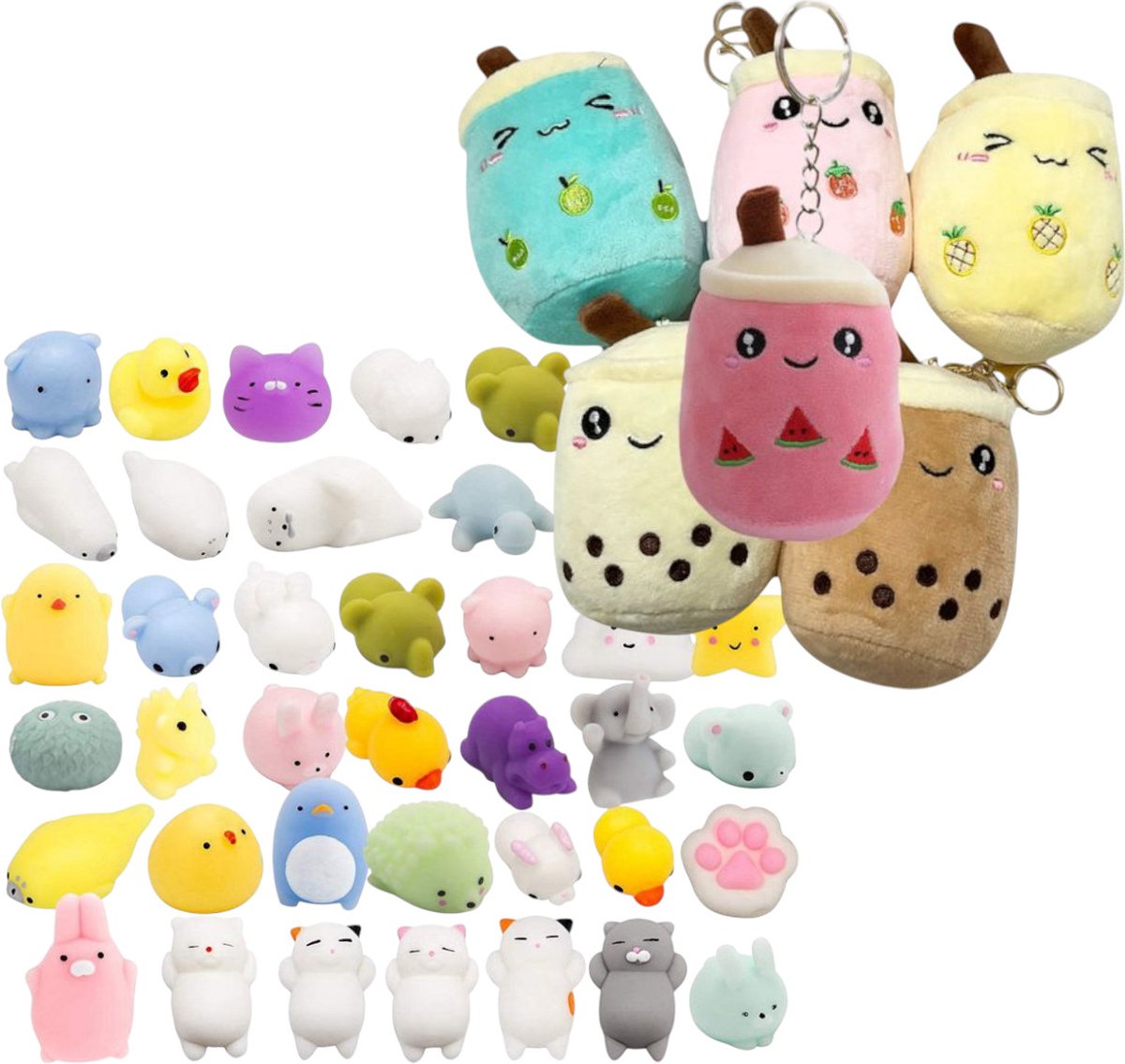 Bubble Tea Keychain + 5 Mochi Squishies Mix | Superzacht & Schattig